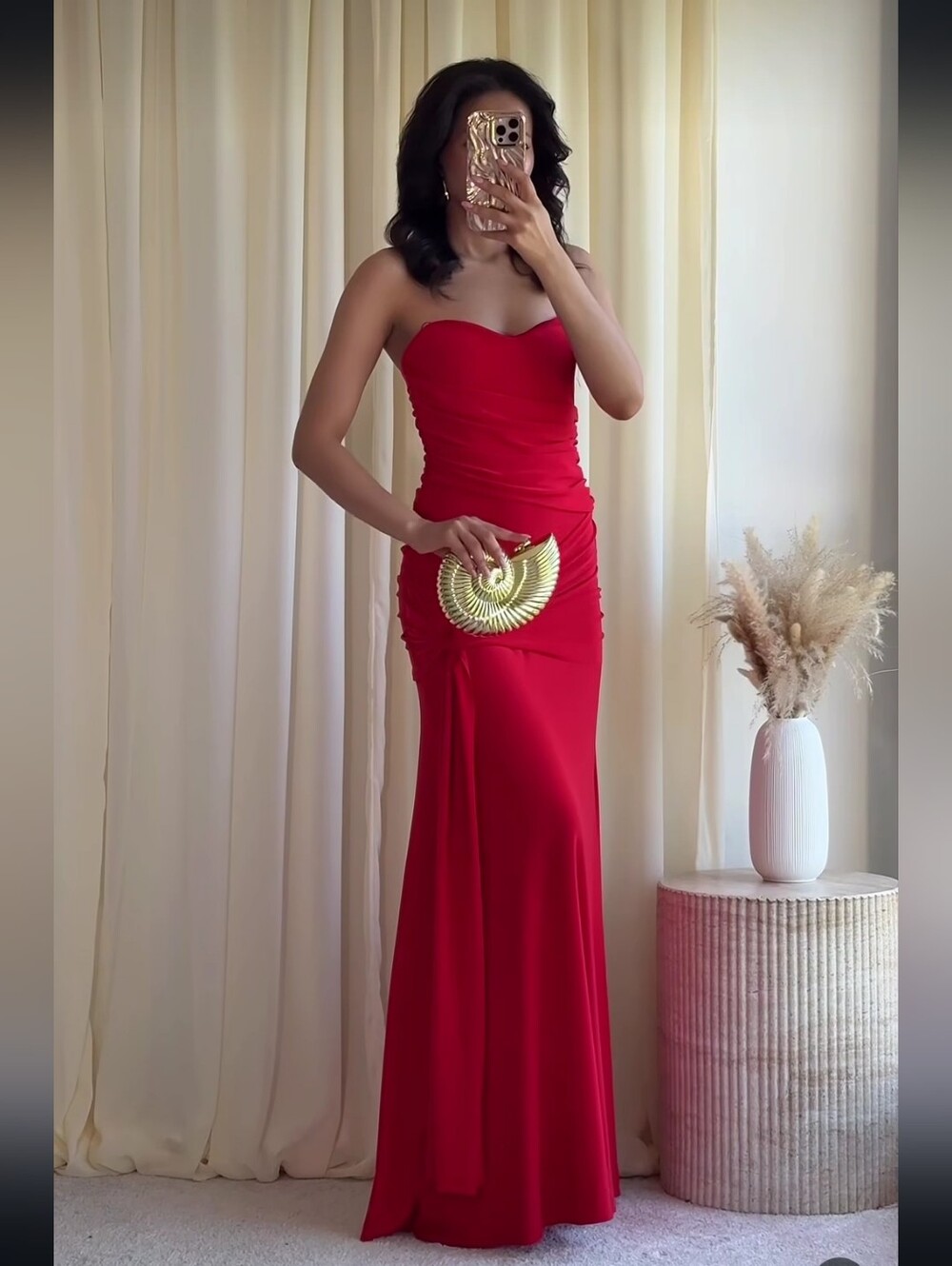 Zara Maxi Draped Dress Red NWT